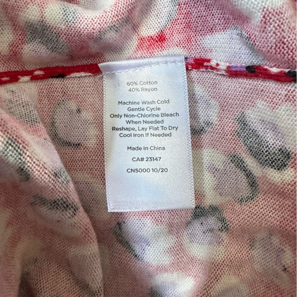 Talbots Cardigan Women L Petite Floral Button Front Career Work Layering Red - Picture 9 of 10